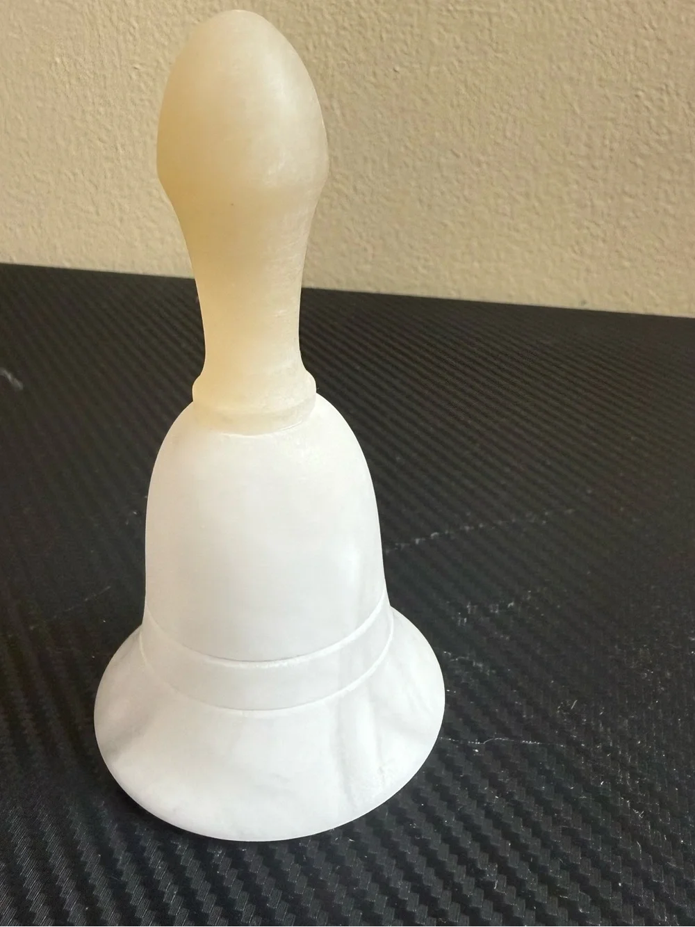 Vintage White Alabaster Marble Hand Bell Carved Stone Dinner Bell Decor 5